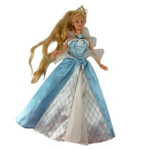 Vintage 1999 Mattel Barbie Hair-Grow Pull-String Ponytail Doll with Blue Gown